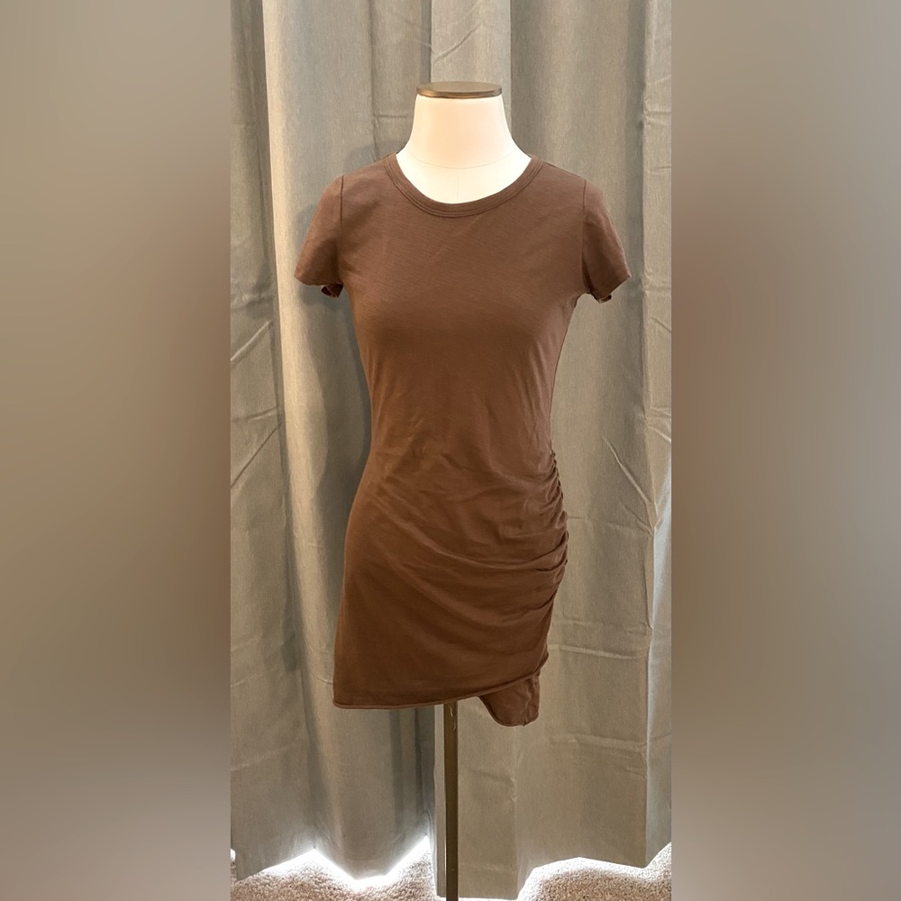 La miel brown tulip mini dress